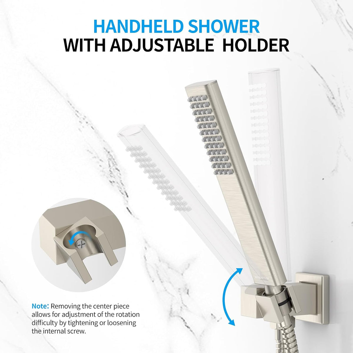 Brushed Nickel Rainfall Shower System , 10-Inch Rain Shower Head with Handheld Sprayer, Mixer Valve & Complete Shower Set