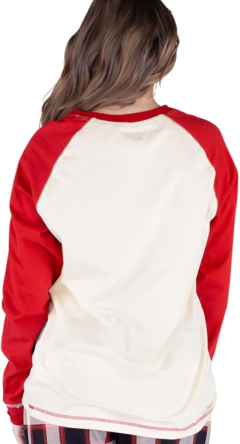 Women's Cotton Pajama Set , Cute Long-Sleeve Sleep Top & Drawstring Lounge Pants